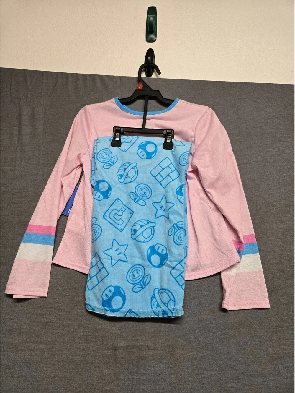 Super Mario Princess Peach Girls Pajama Set Size M 7-8